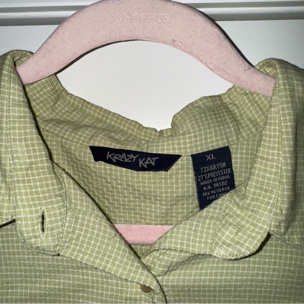 💕SALE💕Krazy Kat Green Checkered Shirt - Picture 3 of 3